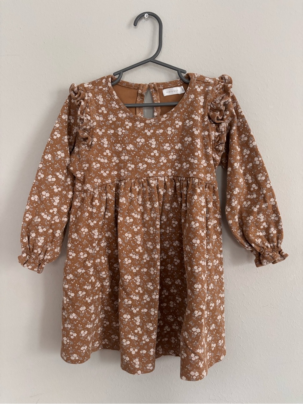 Jamie Kay Girls Floral Ruffle Frankie Dress in Rosalie Field Caramel